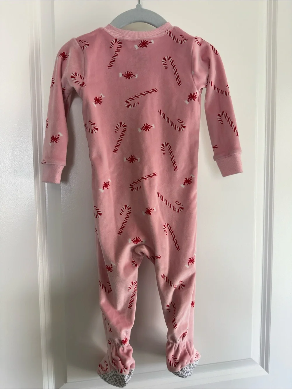 Carter's Pink Candy Cane Footed One-Piece Pajamas